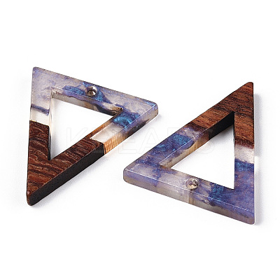 Transparent Resin & Walnut Wood Pendants RESI-ZX017-42-1