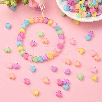 240Pcs 8 Colors Heart Acrylic Beads TACR-YW0001-92-1
