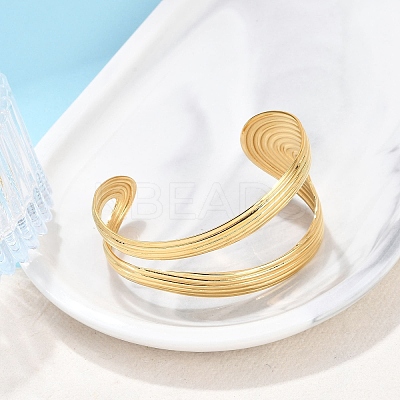 304 Stainless Steel Cuff Bangles for Women BJEW-B108-02G-1