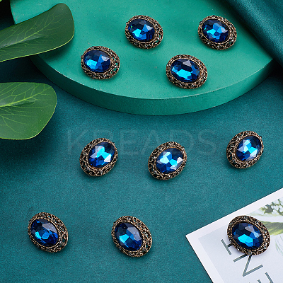 10Pcs 1-Hole Alloy Rhinestone Shank Buttons BUTT-GF0003-52B-1