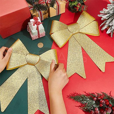 Christmas PVC Glitter Bowknot AJEW-SP0003-72B-02-1