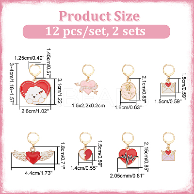 Valentine's Day Alloy Enamel Pendant Stitch Markers HJEW-AB00290-1