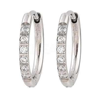 304 Stainless Steel Clear Cubic Zirconia Hoop Earrings EJEW-L307-05P-1