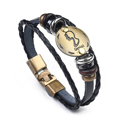 Braided Leather Cord Retro Multi-strand Bracelets BJEW-L616-20C-1