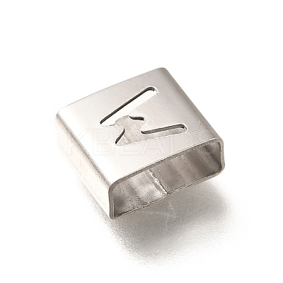 Letter Style 304 Stainless Steel Square Slide Charms STAS-L132-05W-1