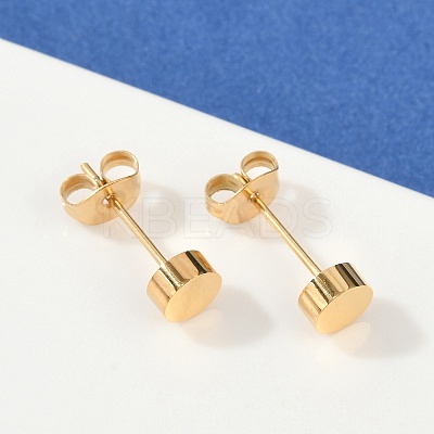 Ion Plating(IP) Flat Round 304 Stainless Steel Stud Earrings EJEW-O052-08G-1