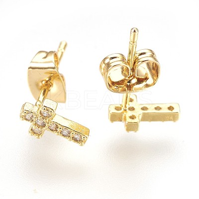 Brass Ear Studs EJEW-P157-06G-NR-1