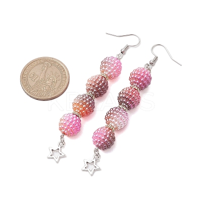 4 Pairs 4 Colors Waxberry Round Acrylic Beaded Dangle Earring Sets EJEW-JE05889-1