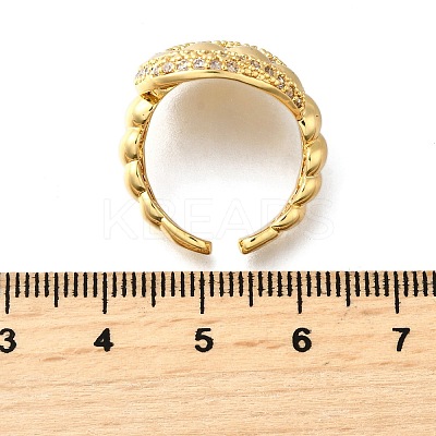 Brass Micro Pave Cubic Zirconia Adjustable Open Cuff Rings for Women RJEW-K292-05G-1
