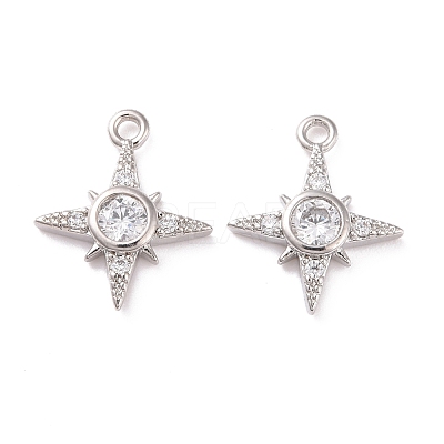 Brass Micro Pave Clear Cubic Zirconia Charms KK-G418-08P-1