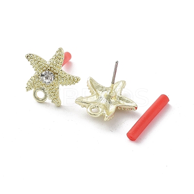 Rack Plating Golden Alloy with Rhinestone Stud Earring Findings EJEW-B036-02G-08-1