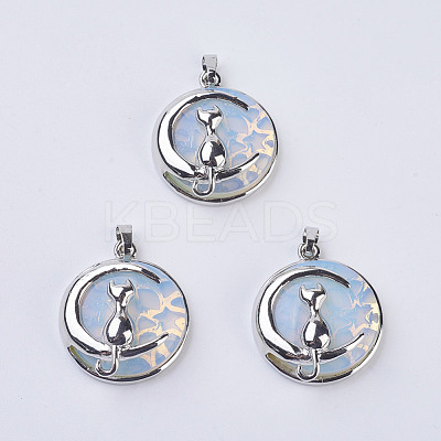 Opalite Kitten Pendants G-K234-D16-1