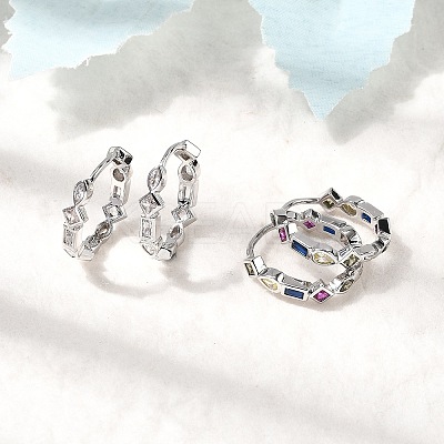 Brass Micro Pave Cubic Zirconia Hoop Earrings EJEW-P322-02P-1