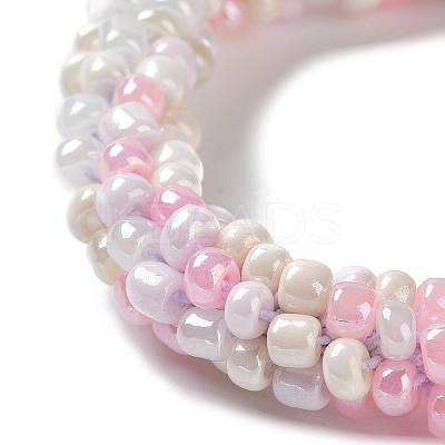 Crochet Glass Beads Braided Stretch Bracelet BJEW-K232-01P-1