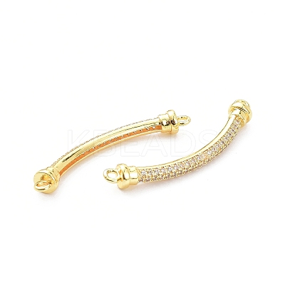 Brass Micro Pave Clear Cubic Zirconia Normal Link Connectors X-ZIRC-K086-31G-1