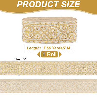 7M Ethnic Style Polyester Jacquard Heart Ribbon SRIB-WH0026-16-1