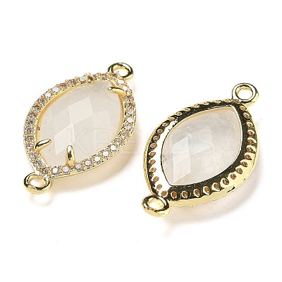 Natural Quartz Crystal Faceted Horse Eye Connector Charms G-G181-07G-09-1