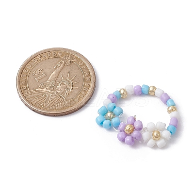 3Pcs 3 Style Glass Seed Beaded Stretch Rings Set RJEW-JR00616-01-1