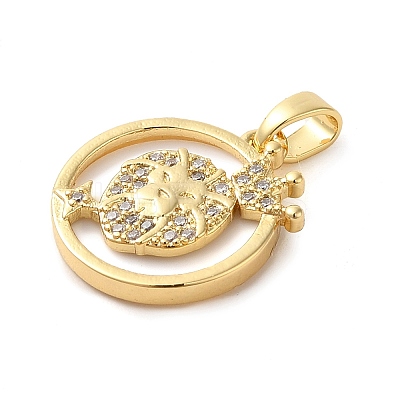 Brass Micro Pave Clear Cubic Zirconia with Acrylic Pendants KK-G483-12G-1