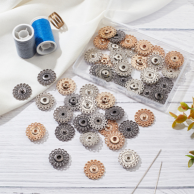 24 Sets 3 Colors Zinc Alloy Snap Buttons FIND-NB0003-68-1