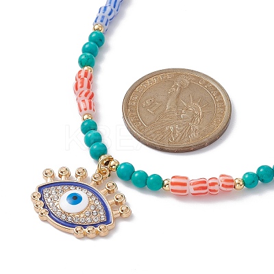 Horse Eye Alloy Enamel Pendant Necklace NJEW-JN04389-1