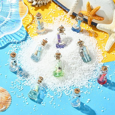 10Pcs Glass Wishing Bottle Pendant Decorations GLAA-YW0005-08-1