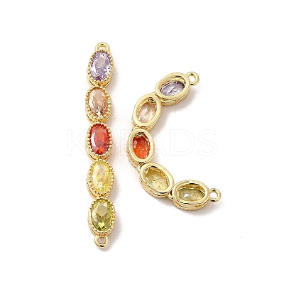Rack Plating Brass Colorful Cubic Zirconia Connector Charms KK-A177-04G-1