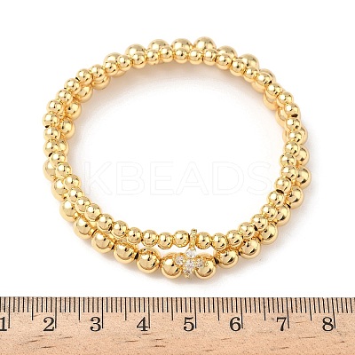 Brass Micro Pave Cubic Zirconia Round Beaded Multi-Strand Bracelets for Women BJEW-B148-02A-G-1