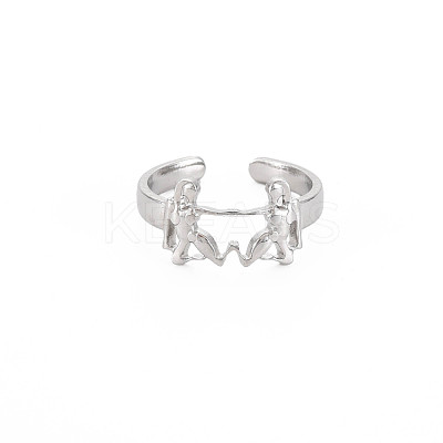 Non-Tarnish 304 Stainless Steel 12 Constellations/Zodiac Signs Open Cuff Ring for Women RJEW-S405-156P-F-1