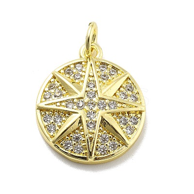 Rack Plating Brass Micro Pave Cubic Zirconia Pendants KK-D359-13G-1