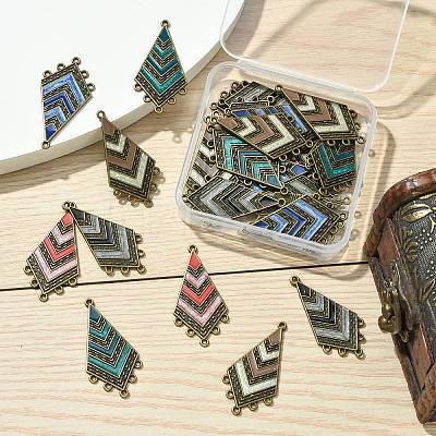 30Pcs 5 Colors Tibetan Style Alloy Enamel Chandelier Component Links ENAM-CJ0005-91-1