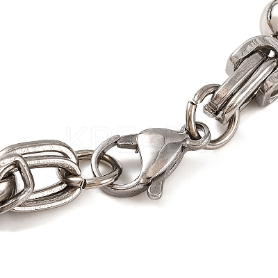Tarnish Resistant 201 Stainless Steel Round Ball Byzantine Chain Bracelets BJEW-B078-78P-1