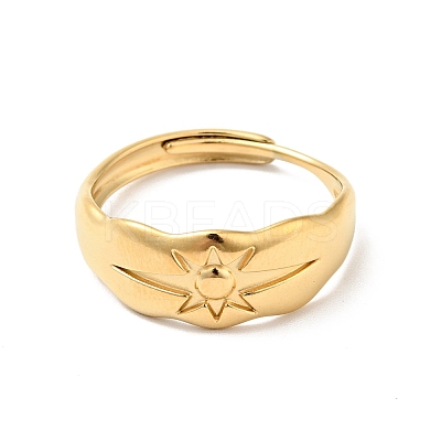 Ion Plating(IP) 304 Stainless Steel Sun Adjustable Ring for Men Women RJEW-I085-14G-1