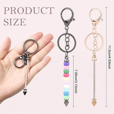 10Pcs Alloy Bar Beadable Keychain for Jewelry Making DIY Crafts KEYC-YW0001-29RG-1