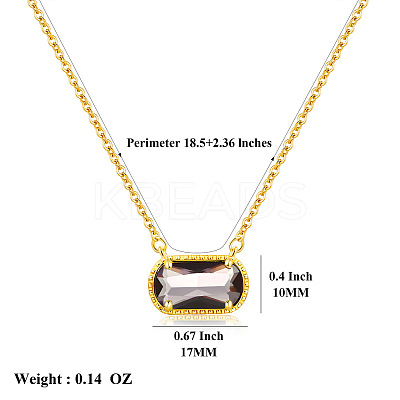 304 Stainless Steel Pave Cubic Zirconia Oval Birth Stone Pendant Necklaces for Women FS-WGC2097-05-1
