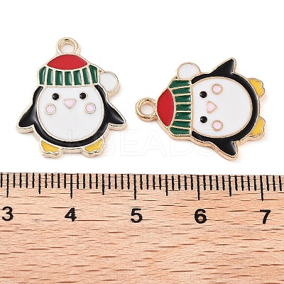 Christmas Theme Barrel Plating Alloy Enamel Pendants PALLOY-S192-01KCG-05-1