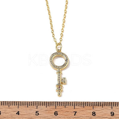 Brass Micro Pave Cubic Zirconia Ring Key Pendant Necklaces for Women NJEW-R027-03G-03-1