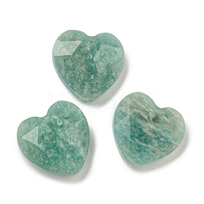 Natural Amazonite Faceted Heart Charms G-G123-01A-1