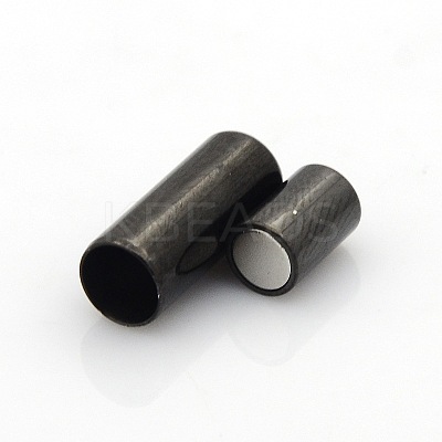 304 Stainless Steel Smooth Surface Magnetic Clasps with Glue-in Ends Fit 5mm Cords STAS-O042-B-15-1