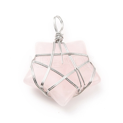 Natural Rose Quartz Pendants G-D458-07P-09-RS-1