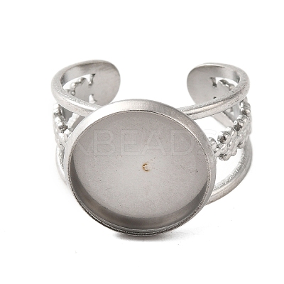 304 Stainless Steel Cuff Ring Components STAS-V012-01C-P-1