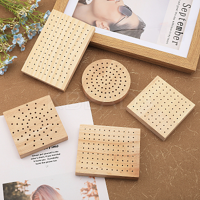 5Pcs 5 Styles Oak Wooden Food Skewer Lollipop Display Holder WOOD-BC0001-11-1
