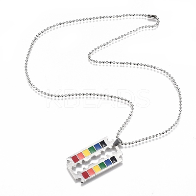 Rainbow Alloy Blade Pendant Necklaces NJEW-O121-02P-1