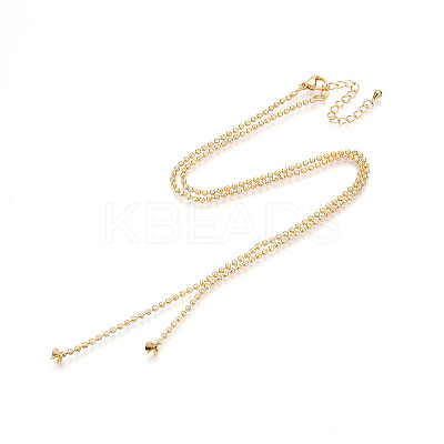 2MM Brass Textured Ball Chain Necklace Making KK-N258-21G-1