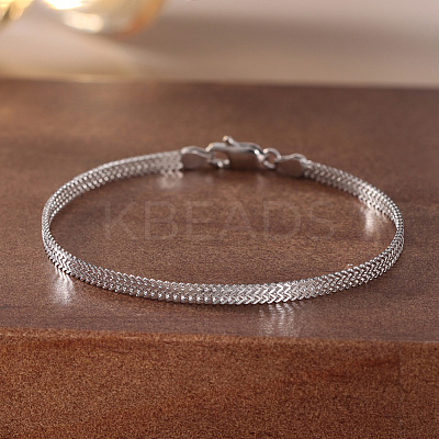 925 Sterling Silver Wheat Chain Bracelets for Women BJEW-A037-09P-1