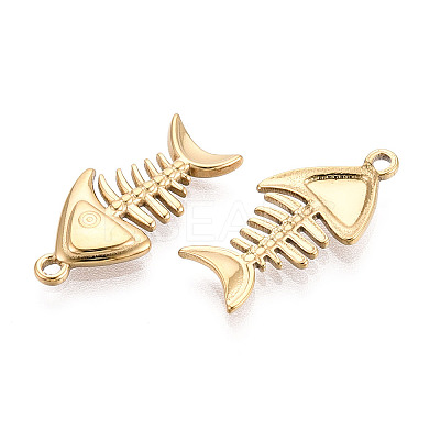 304 Stainless Steel Fishbone Pendants STAS-T069-07G-1