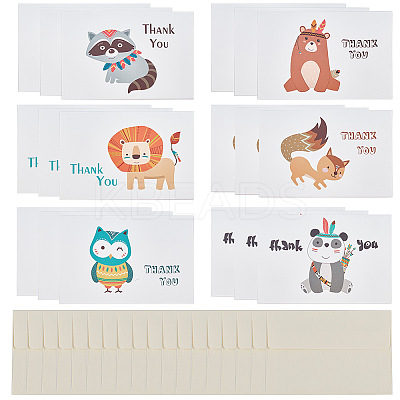 Envelope and Animal Pattern Thank You Cards Sets DIY-CP0001-67-1