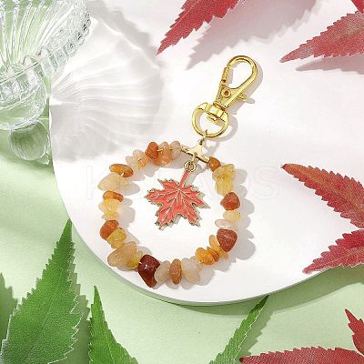 Natural Red Aventurine Chip Pendant Decoration KEYC-JKC00976-03-1