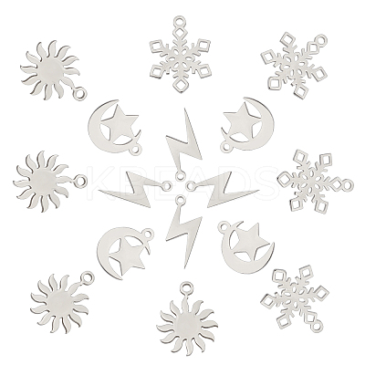 16Pcs 4 Style 201 Stainless Steel Pendants STAS-DC0001-69-1