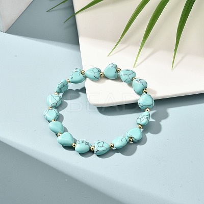Heart Beads Stretch Bracelet for Girl Women BJEW-JB06938-02-1